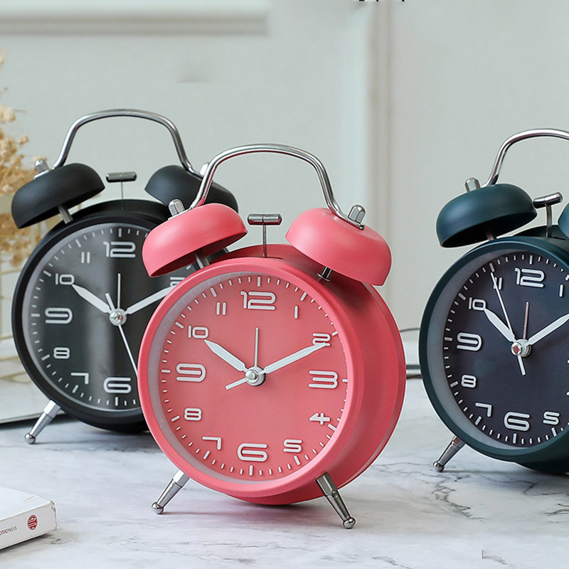 Đồng Hồ Chuông Reo Báo Thức To Để Bàn Size Lớn 4inch Có LED Dùng Kim Trôi - YH668