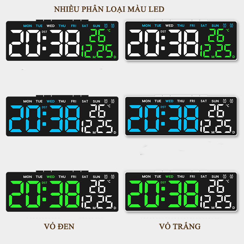 Đồng Hồ LED Digital Decor Báo Thức Để Bàn Hiển Thị Thời Gian Nhiệt Độ Chức Năng Đếm Ngược - 5510