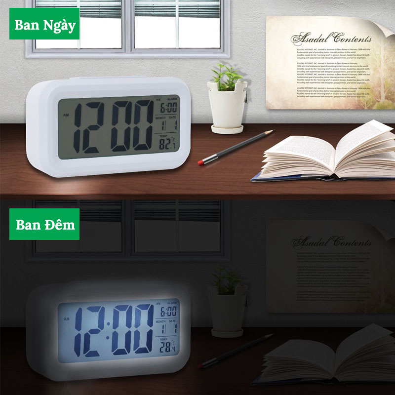 Đồng Hồ LED Màn Hình LCD Hiển Thị Đa Chức Năng Có Báo Thức HL-1019