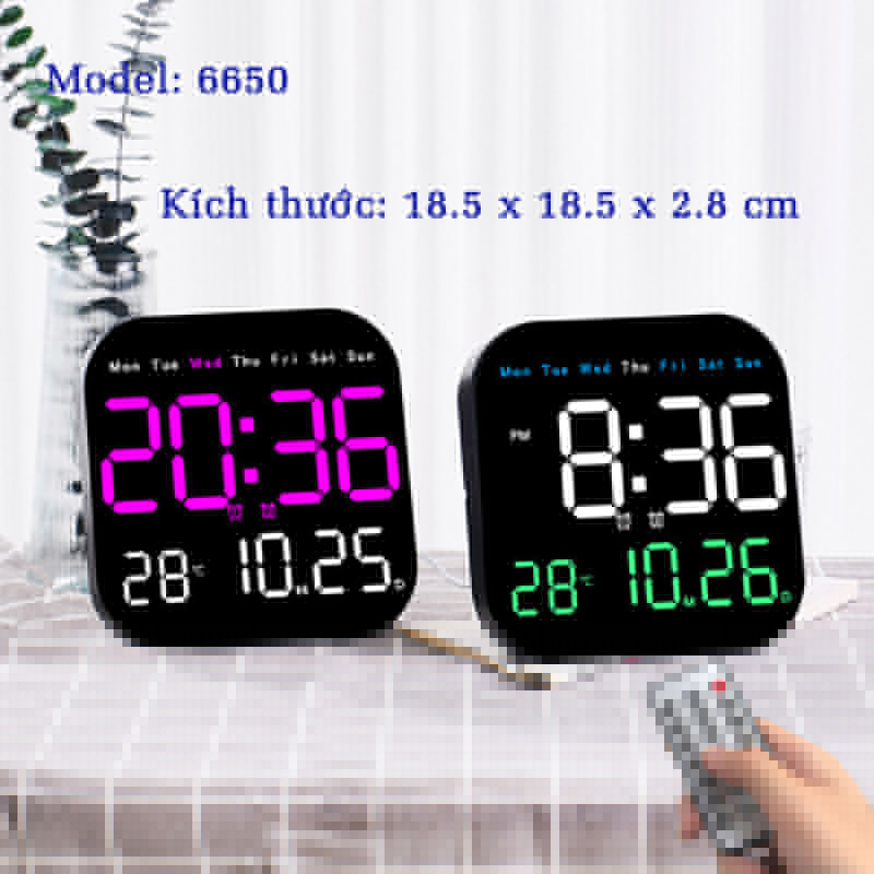 Đồng Hồ LED Treo Tường Màn Hình Lớn Điều Khiển Từ Xa Đa Chức Năng - 6650