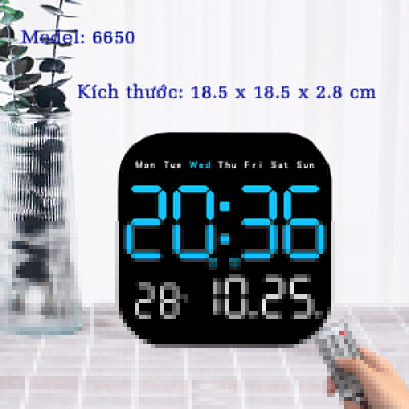 Đồng Hồ LED Treo Tường Màn Hình Lớn Điều Khiển Từ Xa Đa Chức Năng - 6650