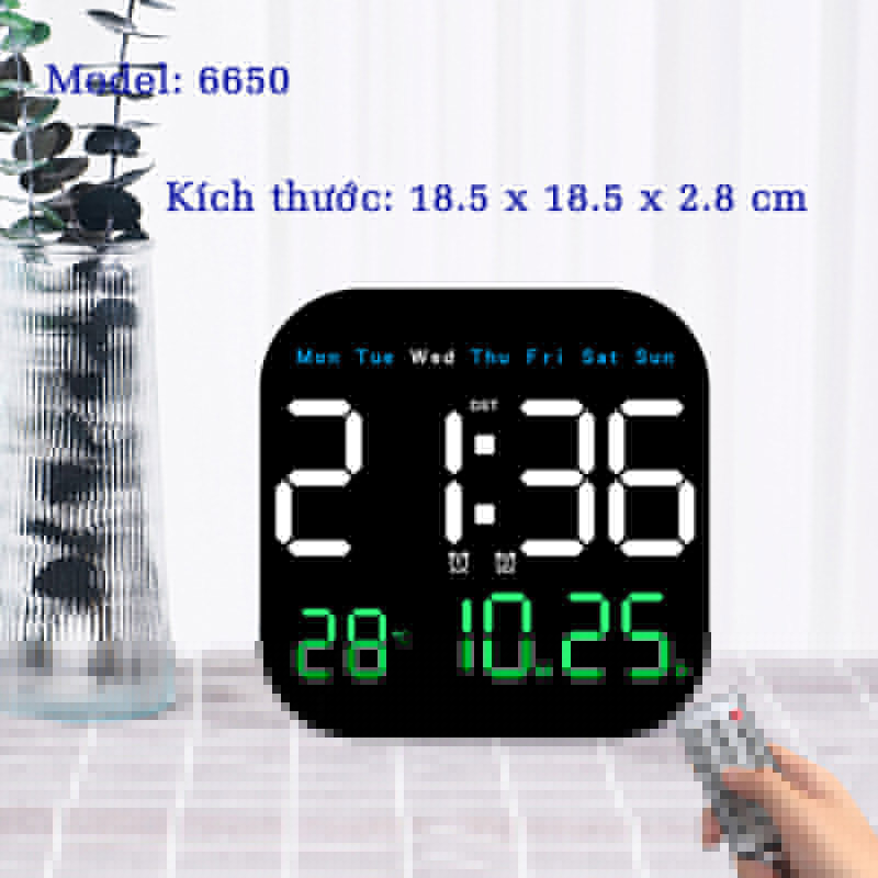 Đồng Hồ LED Treo Tường Màn Hình Lớn Điều Khiển Từ Xa Đa Chức Năng - 6650