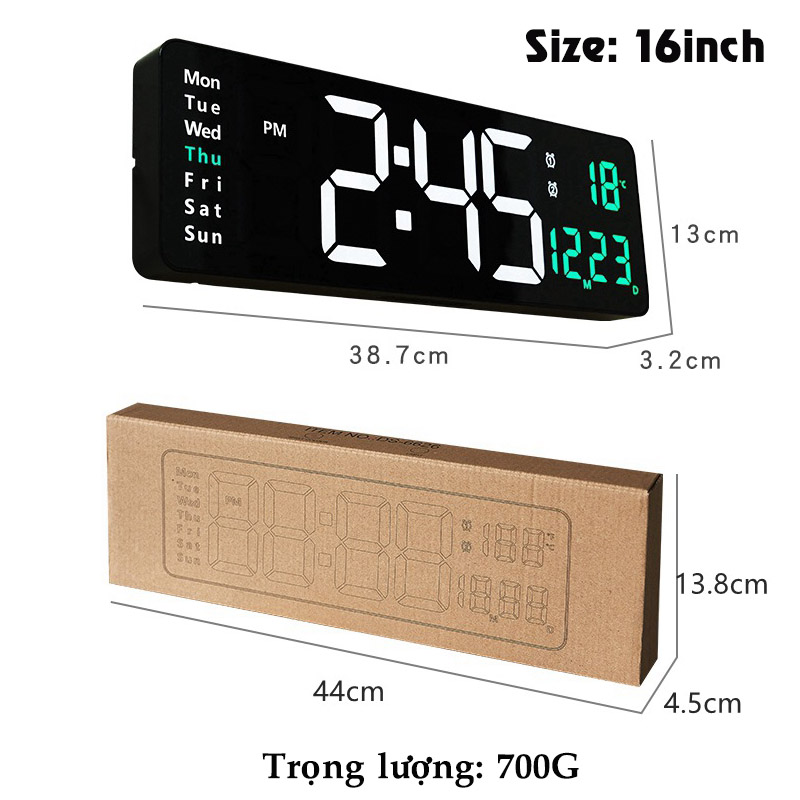 Đồng Hồ LED Điện Tử  Treo Tường Để Bàn Kích Thước Lớn Decor Phòng Khách, Phòng Làm Việc - 6626