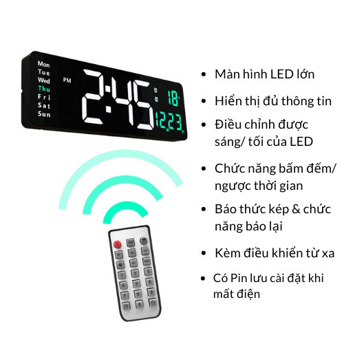 Đồng Hồ LED Điện Tử  Treo Tường Để Bàn Kích Thước Lớn Decor Phòng Khách, Phòng Làm Việc - 6626