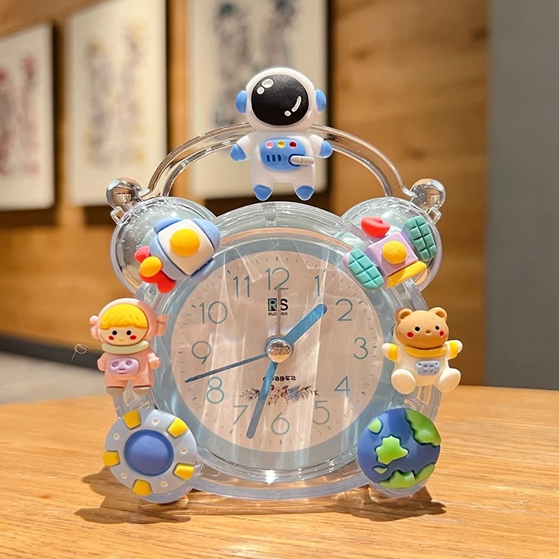 Đồng Hồ Chuông Reo Báo Thức Để Bàn Trong Suốt Có Sticker Dễ Thương Cute Cho Bé DHCR-No1925