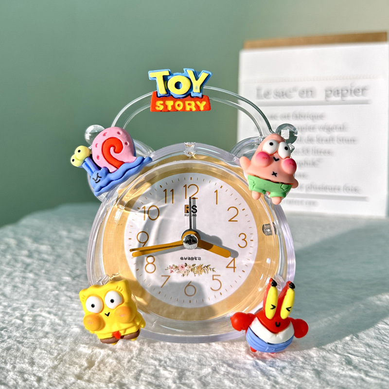 Đồng Hồ Chuông Reo Báo Thức Để Bàn Trong Suốt Có Sticker Dễ Thương Cute Cho Bé DHCR-No1925
