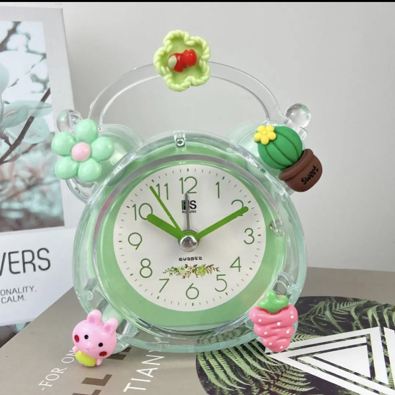 Đồng Hồ Chuông Reo Báo Thức Để Bàn Trong Suốt Có Sticker Dễ Thương Cute Cho Bé DHCR-No1925