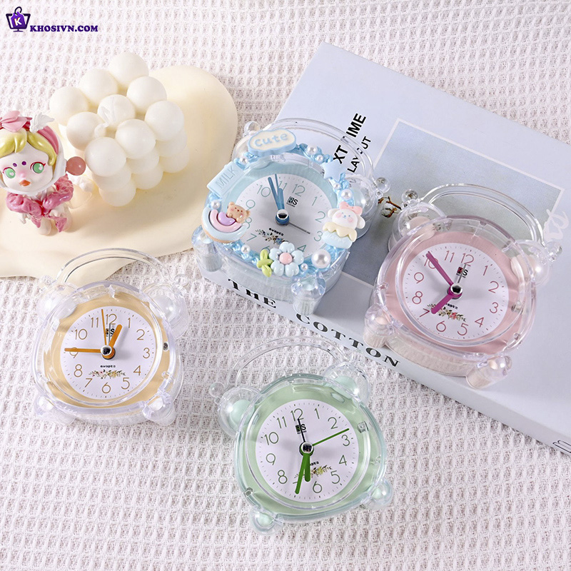 Đồng Hồ Chuông Reo Báo Thức Để Bàn Trong Suốt Có Sticker Dễ Thương Cute Cho Bé DHCR-No1925