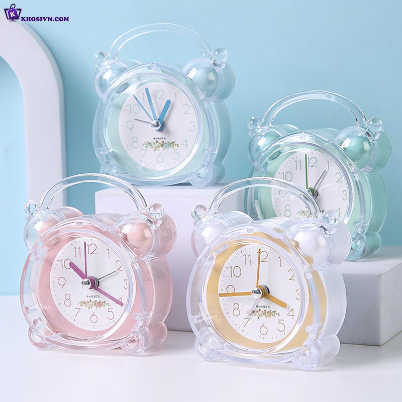 Đồng Hồ Chuông Reo Báo Thức Để Bàn Trong Suốt Có Sticker Dễ Thương Cute Cho Bé DHCR-No1925