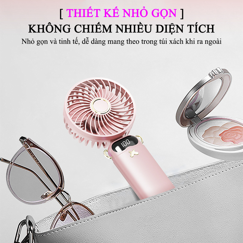 Quạt Cầm Tay Tích Điện Đa Chức Năng Ba Trong Một Có Đế Tháo Rời - DS68