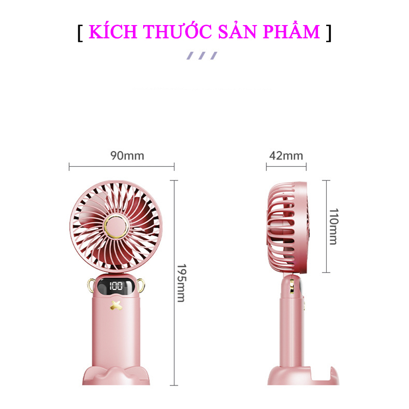 Quạt Cầm Tay Tích Điện Đa Chức Năng Ba Trong Một Có Đế Tháo Rời - DS68
