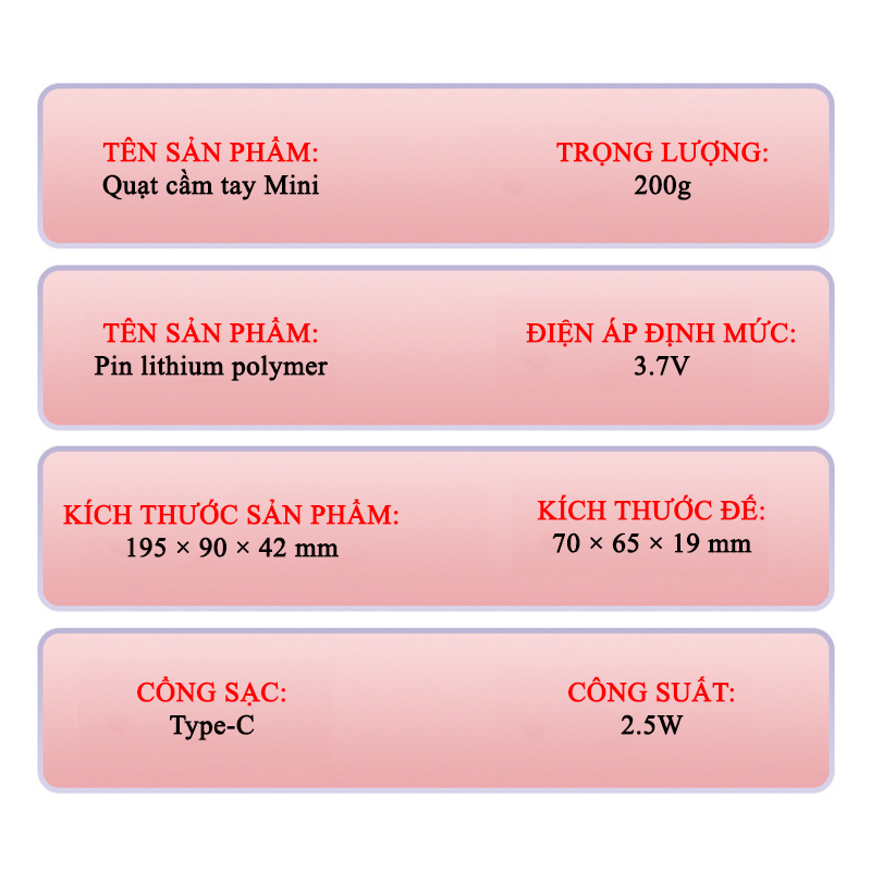 Thông Số Kỹ Thuật Của Quạt Cầm Tay Tích Điện Đa Chức Năng Ba Trong Một DS68