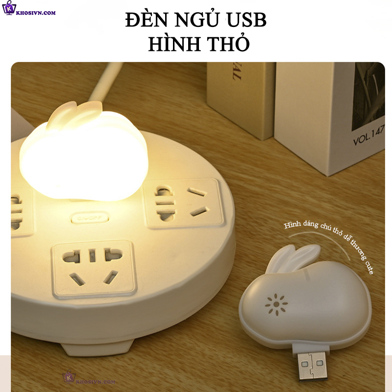 Đèn USB Đèn Ngủ Bảo Vệ Mắt Đèn LED Đọc Sách Mini Di Động DUSB-Thỏ