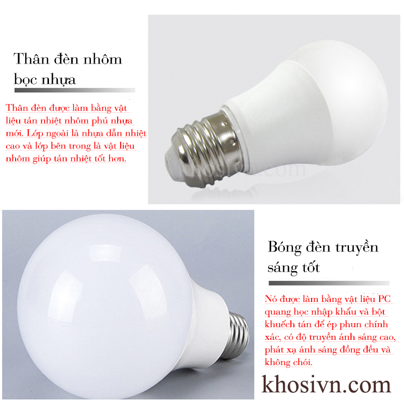 Bóng Đèn Led Bulb Đuôi E27 3 Màu