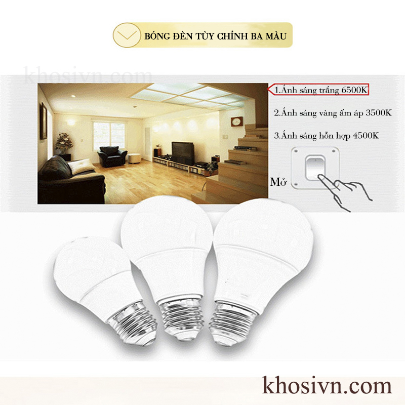 Bóng Đèn Led Bulb Đuôi E27 3 Màu