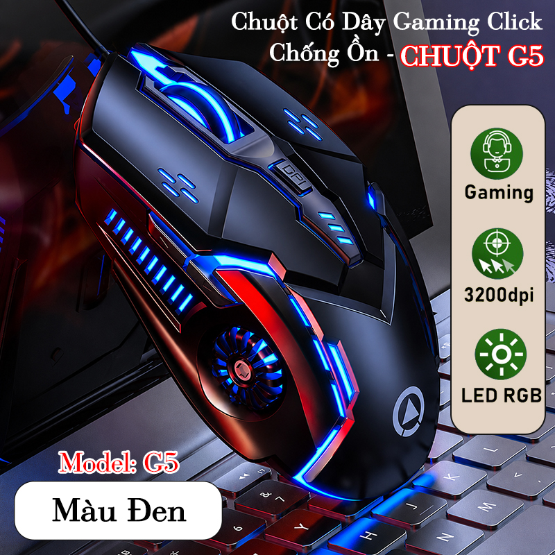 Chuột Gaming Có Dây LED RGB 3200DPI Chơi Game, Chuột Văn Phòng G5