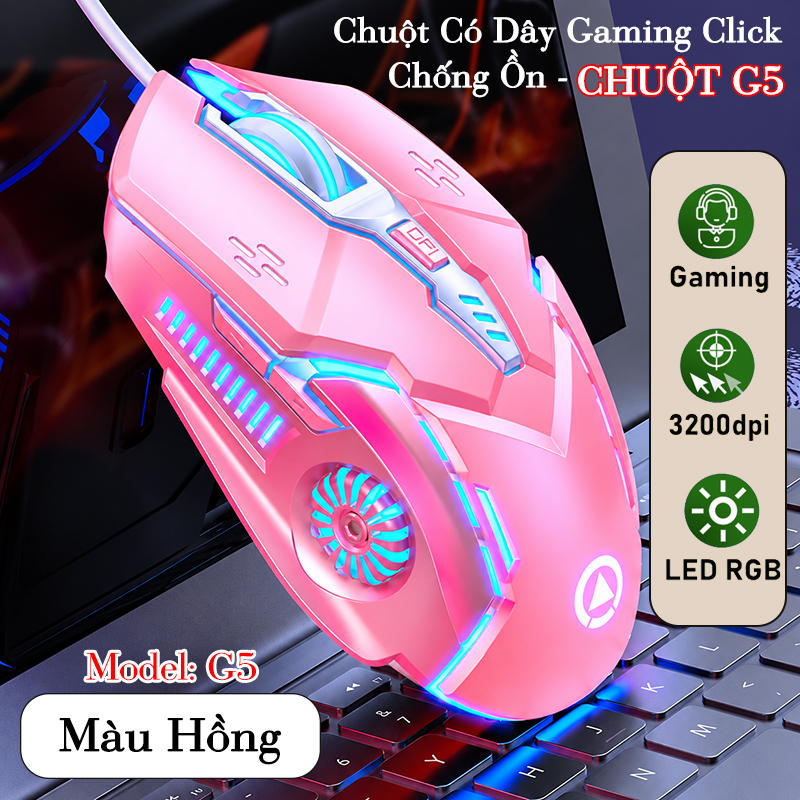 Chuột Gaming Có Dây LED RGB 3200DPI Chơi Game, Chuột Văn Phòng G5