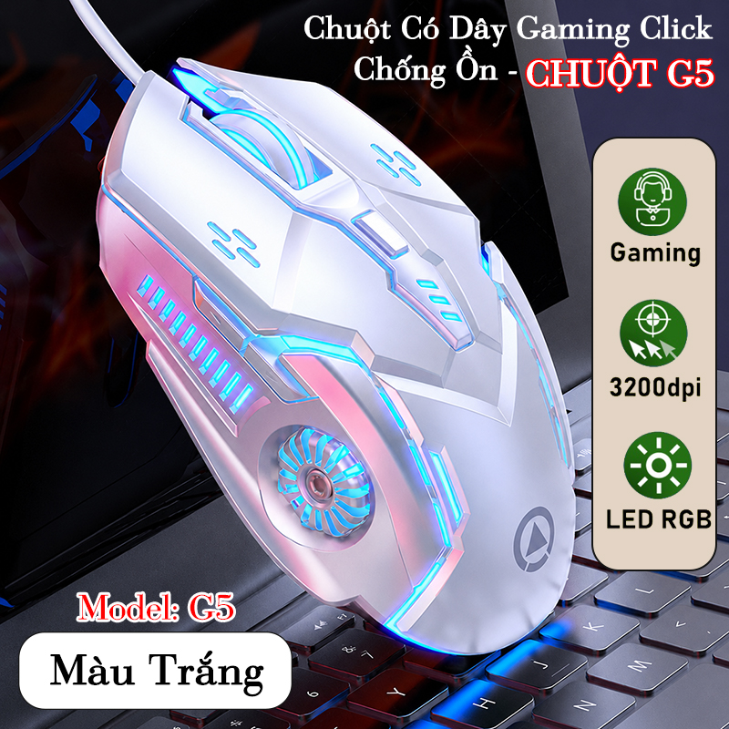 Chuột Gaming Có Dây LED RGB 3200DPI Chơi Game, Chuột Văn Phòng G5