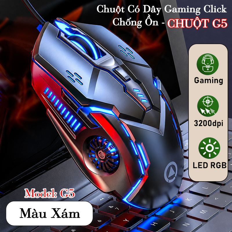 Chuột Gaming Có Dây LED RGB 3200DPI Chơi Game, Chuột Văn Phòng G5