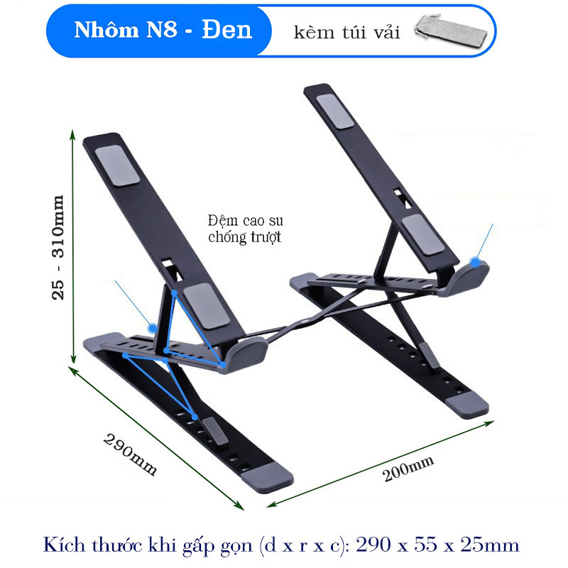 Giá Đỡ Laptop Nâng Cao 2 Tầng Gấp Gọn Hợp Kim Nhôm Cao Cấp - N8 2Tầng