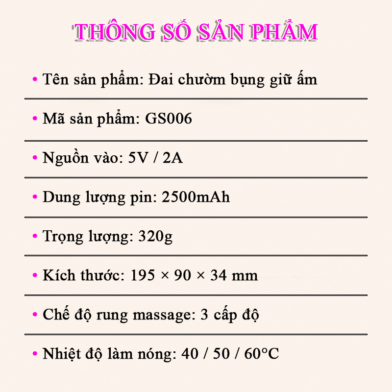 Đai Đeo Massage Làm Ấm Bụng Giảm Đau Bụng Đau Lưng Đau Bụng Kinh Ngày Dâu Cho Phụ Nữ