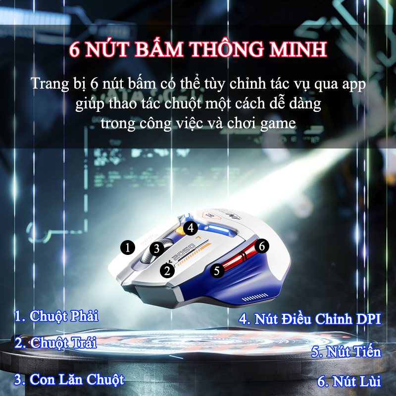 Chuột Gaming Inphic Không Dây 3 Kiểu Kết Nối Bluetooth 2.4G Hoặc Dây Tương Thích Mọi Game FPS 12000dpi - Inphic IN9