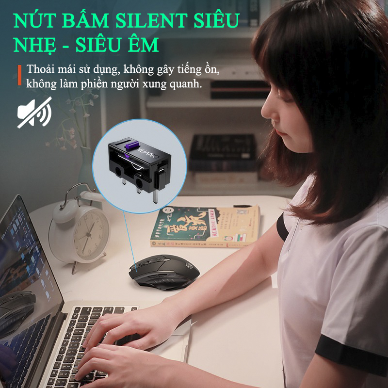 Chuột Gaming Inphic Bluetooth 2.4G Không Dây Âm Click Client Im Lặng - Inphic A1