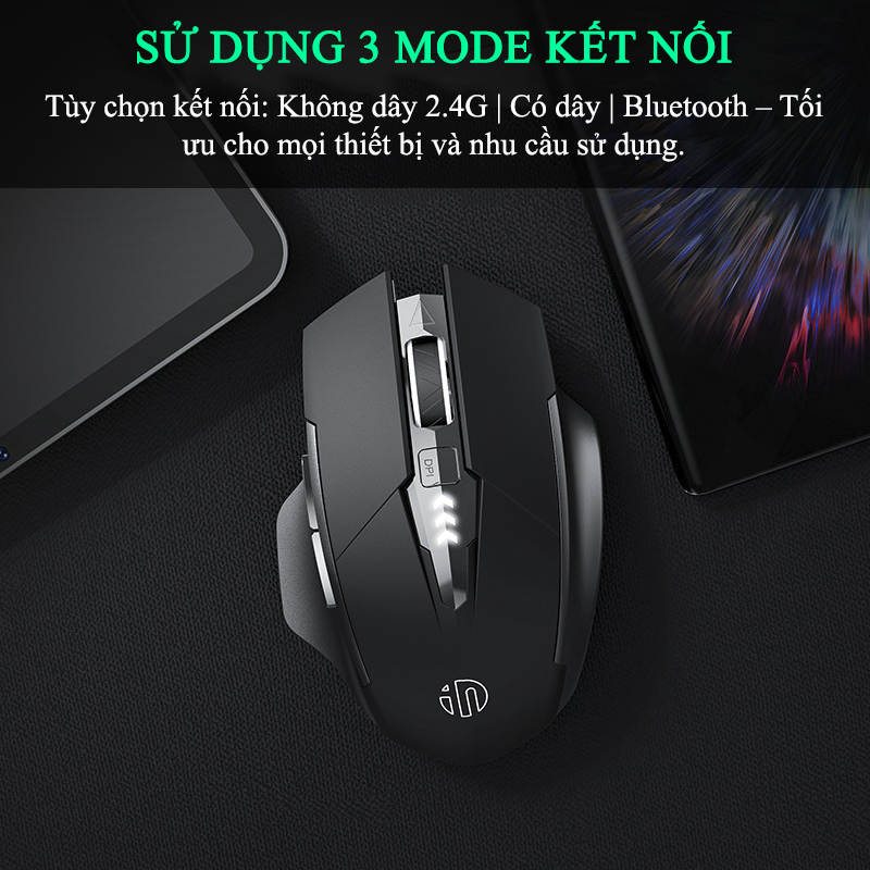 Chuột Gaming Inphic Bluetooth 2.4G Không Dây Âm Click Client Im Lặng - Inphic A1