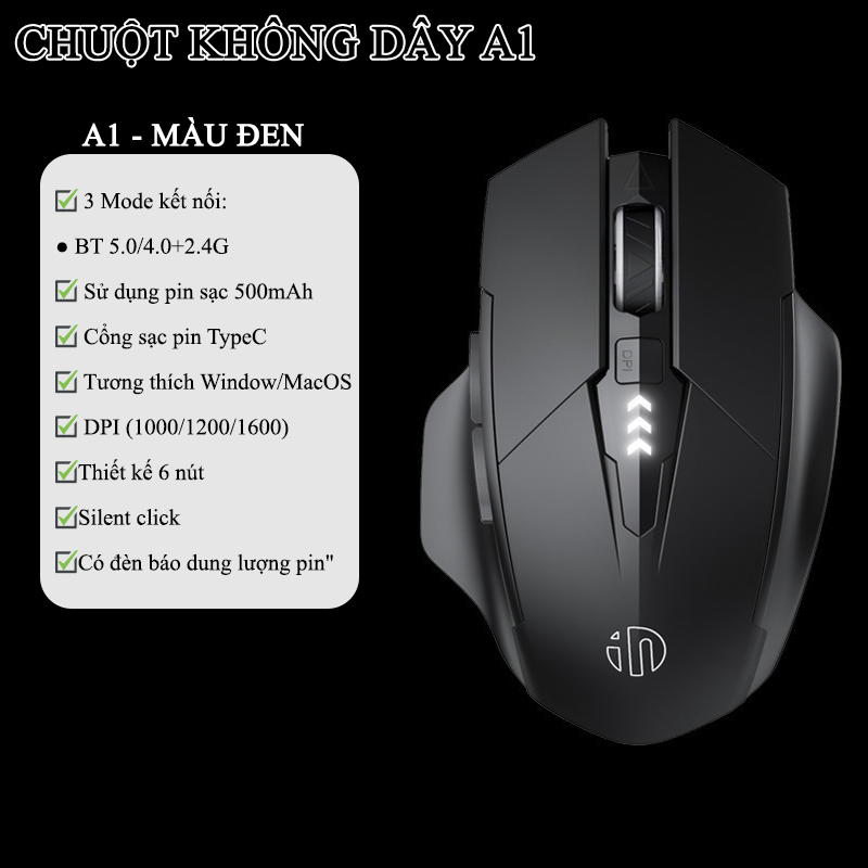 Thông số kỹ thuật của Chuột Gaming Inphic Bluetooth 2.4G Không Dây - Inphic A1