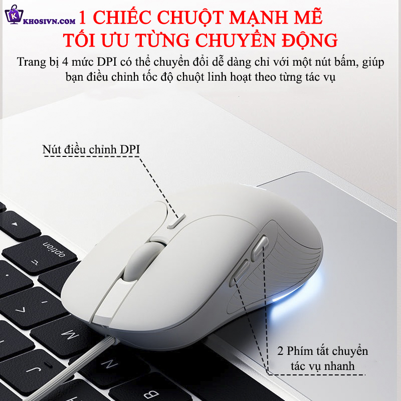 Chuột Gaming Inphic Văn Phòng Có Dây Có LED RGB 4 Mức Điều Chỉnh Độ Nhạy Lên Đến 7200 dpi - Inphic B2