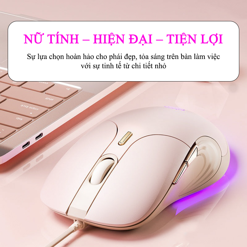 Chuột Gaming Inphic Công Thái Học Có Dây Dùng Cho Văn Phòng Chơi Game Độ Nhạy DPI 4 Cấp Có LED RGB Nút Bấm Im Lặng - Inphic B8