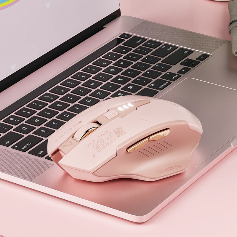 Chuột Gaming Inphic Không Dây 2.4G Màu Hồng Cá Tính 2400DPI Nút Bấm Im Lặng Thiết Kế Công Thái Học - Inphic F8