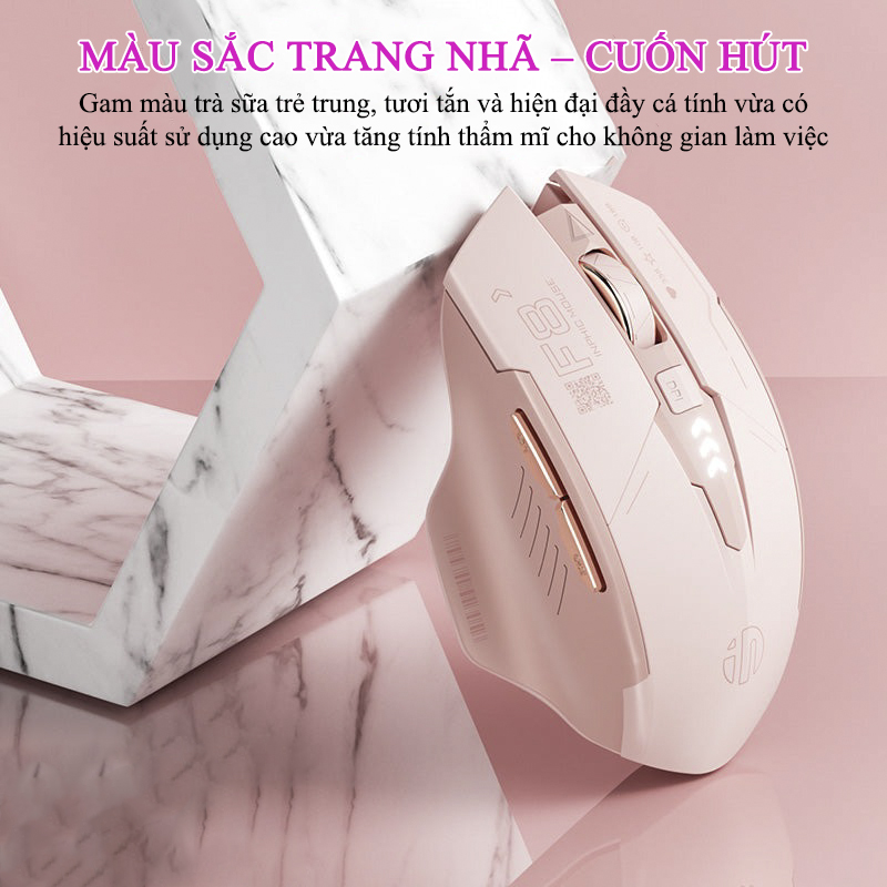 Chuột Gaming Inphic Không Dây 2.4G Màu Hồng Cá Tính 2400DPI Nút Bấm Im Lặng Thiết Kế Công Thái Học - Inphic F8