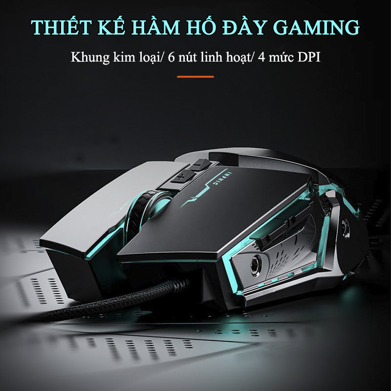 Chuột Gaming Inphic Tần Số 1000Hz 12800dpi LED RGB Chuyên Game Có Dây - Inphic W2