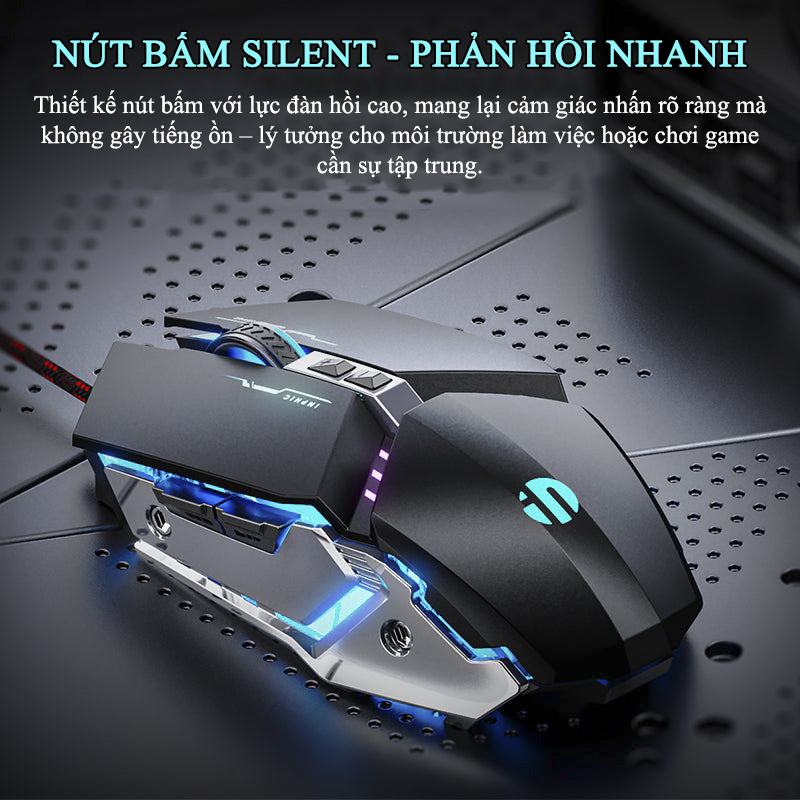 Chuột Gaming Inphic Tần Số 1000Hz 12800dpi LED RGB Chuyên Game Có Dây - Inphic W2