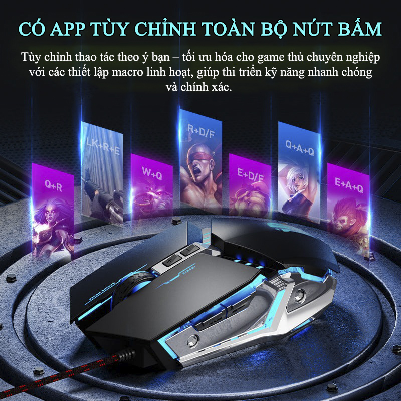 Chuột Gaming Inphic Tần Số 1000Hz 12800dpi LED RGB Chuyên Game Có Dây - Inphic W2