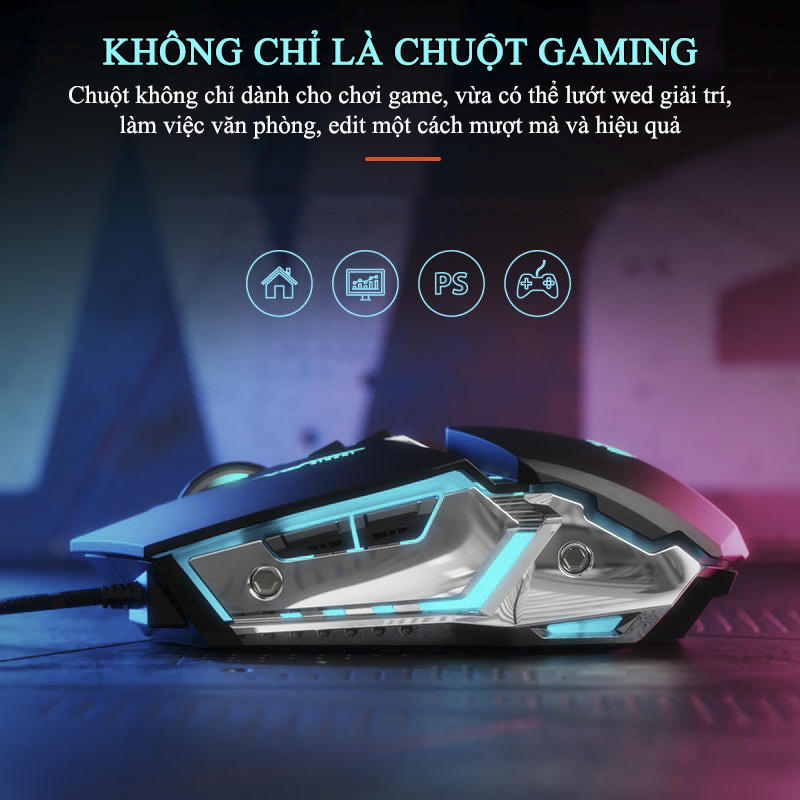 Chuột Gaming Inphic Tần Số 1000Hz 12800dpi LED RGB Chuyên Game Có Dây - Inphic W2