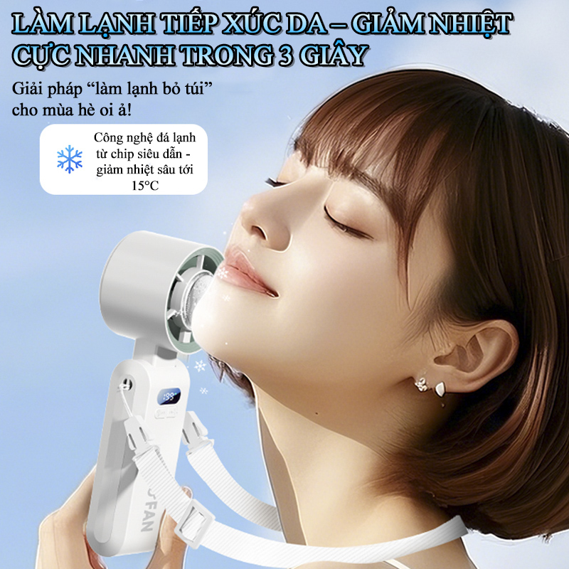 Quạt Turbo Cầm Tay Tích Điện Mini Gió Mạnh Tích Hợp Sò Lạnh - JF137