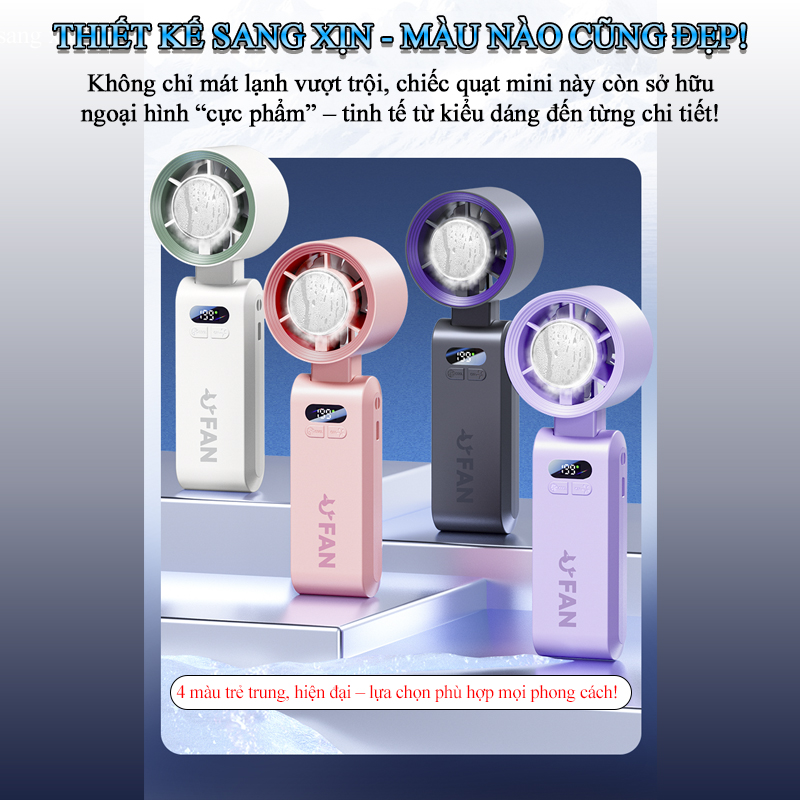 Quạt Turbo Cầm Tay Tích Điện Mini Gió Mạnh Tích Hợp Sò Lạnh - JF137