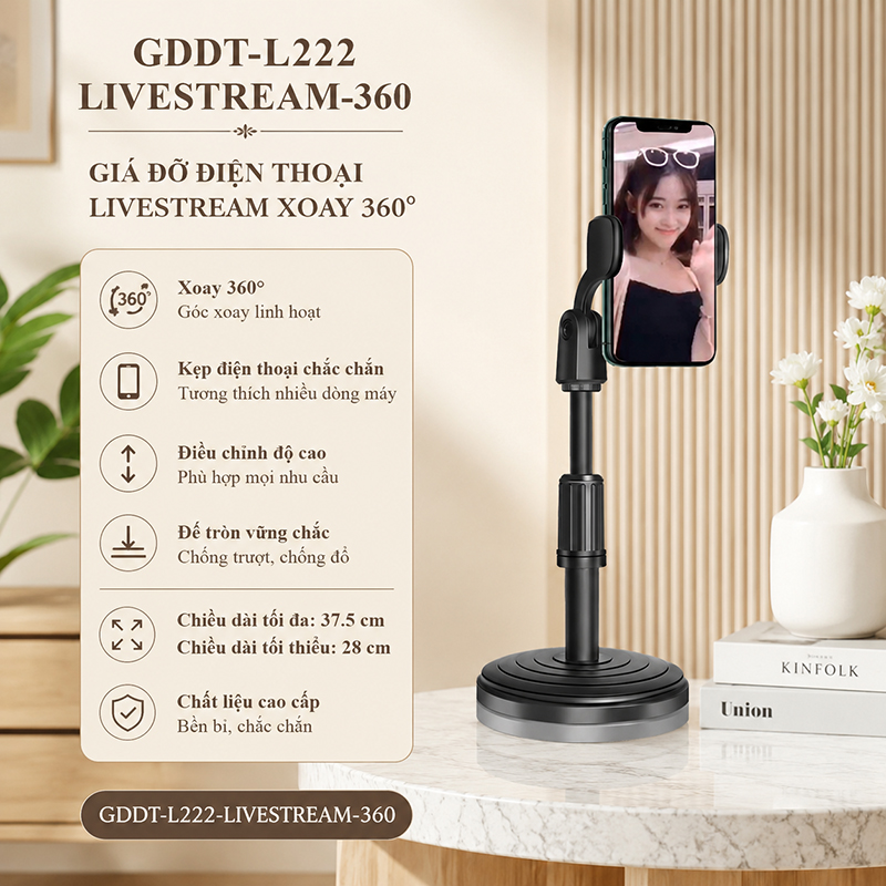 Giá Đỡ Điện Thoại Livestream Nhựa ABS Xoay 360 Độ - L222