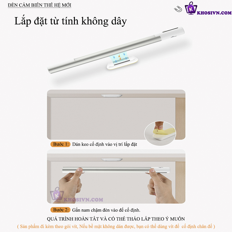 Đèn Cảm Biến Chuyển Động LED Không Dây Đa Năng Pin Sạc Gắn Tường Tủ Bếp Tủ Áo Phòng Ngủ - L2901