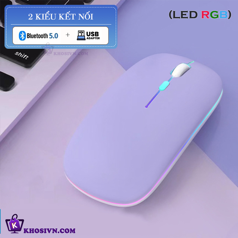Chuột Bluetooth Không Dây Pin Sạc Siêu Mỏng Loại Tốt Có LED RGB Chuột Dùng Cho Điện Thoại Máy Tính - M2/3