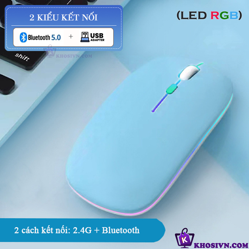Chuột Bluetooth Không Dây Pin Sạc Siêu Mỏng Loại Tốt Có LED RGB Chuột Dùng Cho Điện Thoại Máy Tính - M2/3