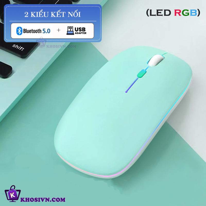 Chuột Bluetooth Không Dây Pin Sạc Siêu Mỏng Loại Tốt Có LED RGB Chuột Dùng Cho Điện Thoại Máy Tính - M2/3