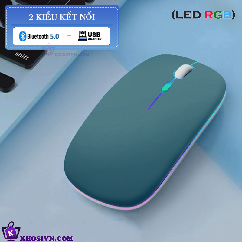 Chuột Bluetooth Không Dây Pin Sạc Siêu Mỏng Loại Tốt Có LED RGB Chuột Dùng Cho Điện Thoại Máy Tính - M2/3