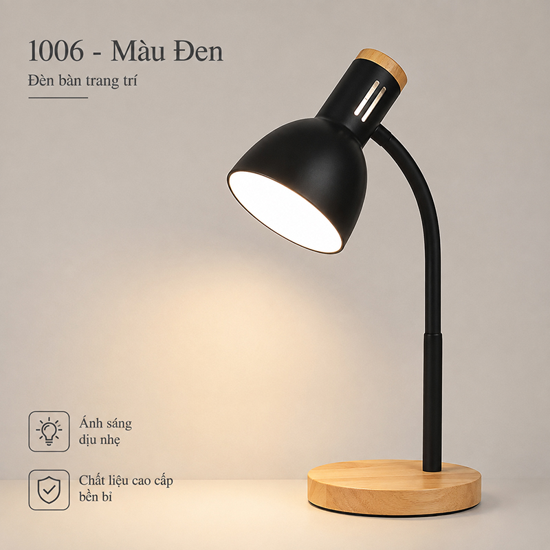 Đèn Học Cắm Điện Để Bàn Đế Gỗ Chống Cận Bảo Vệ Mắt Không Kèm Bóng D1006