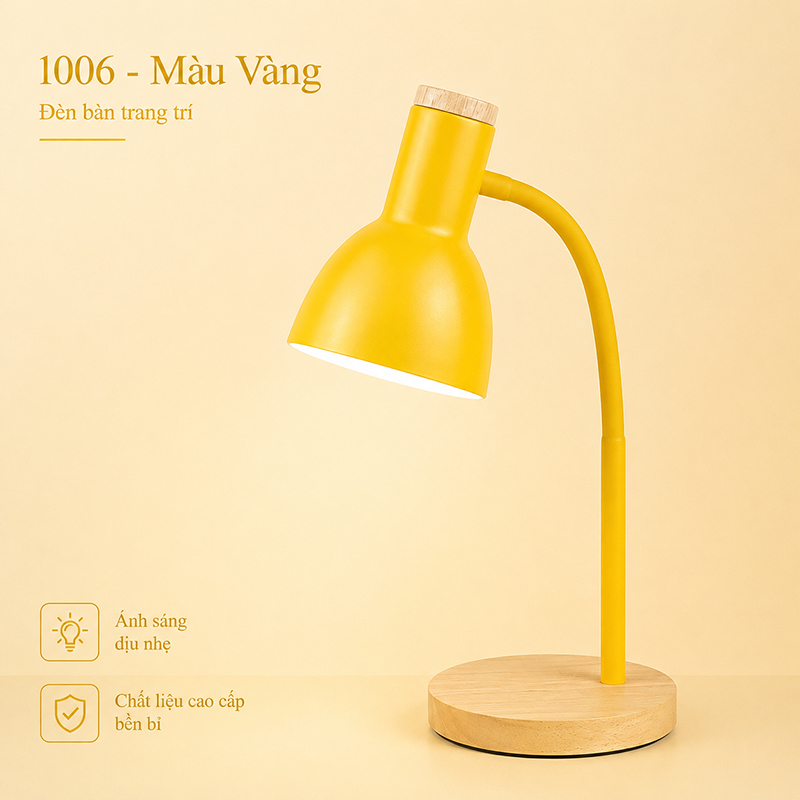 Đèn Học Cắm Điện Để Bàn Đế Gỗ Chống Cận Bảo Vệ Mắt Không Kèm Bóng D1006