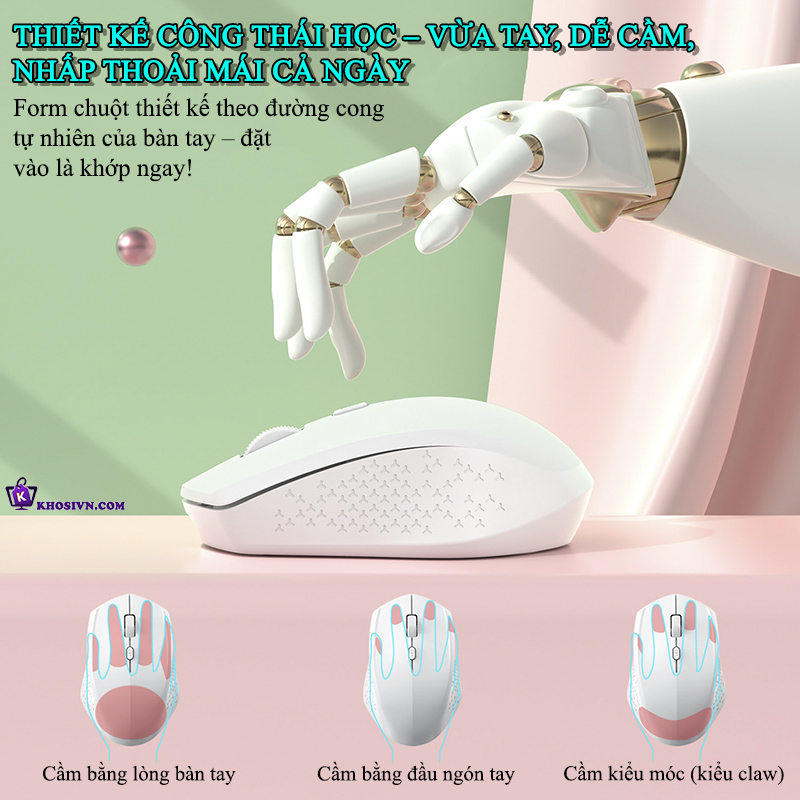 Chuột Bluetooth Không Dây 2.4G Nút Bấm Silent Công Thái Học -  MC105