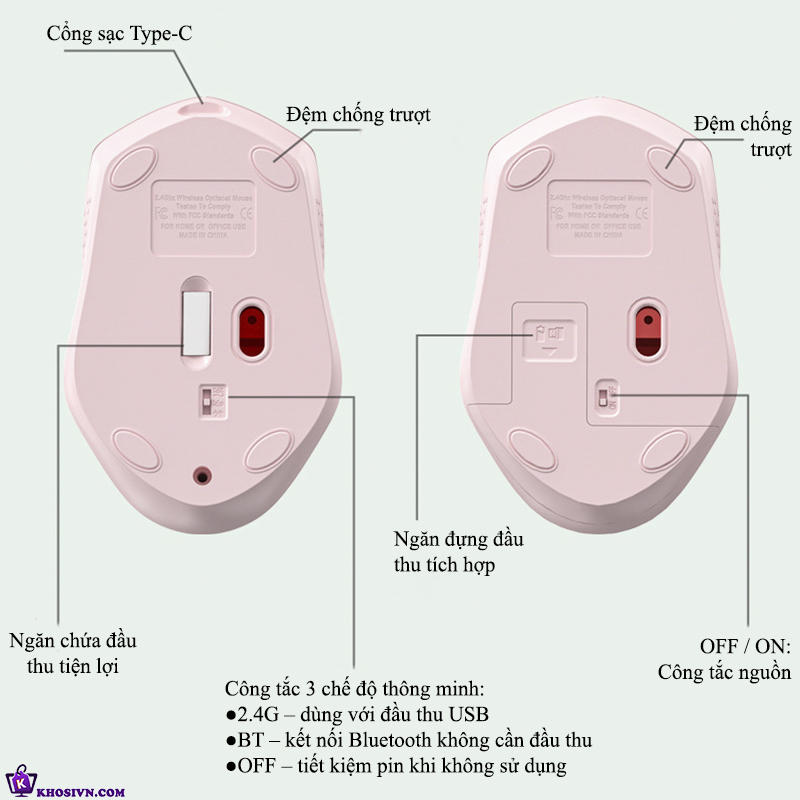 Chuột Bluetooth Không Dây 2.4G Nút Bấm Silent Công Thái Học -  MC105