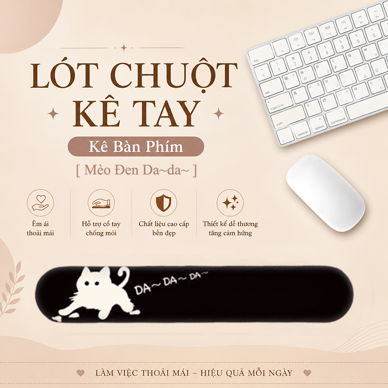 Lót Chuột Có Đệm Kê Cổ Tay Chống Mỏi, KÊ BÀN PHÍM Dùng Để Kê Tay Khi Sử Dụng Bàn Phím